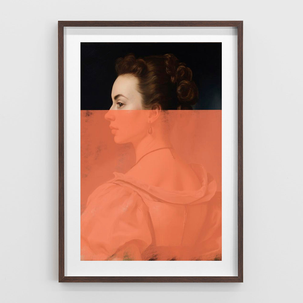 Altered Portrait of Woman Orange Modern Art