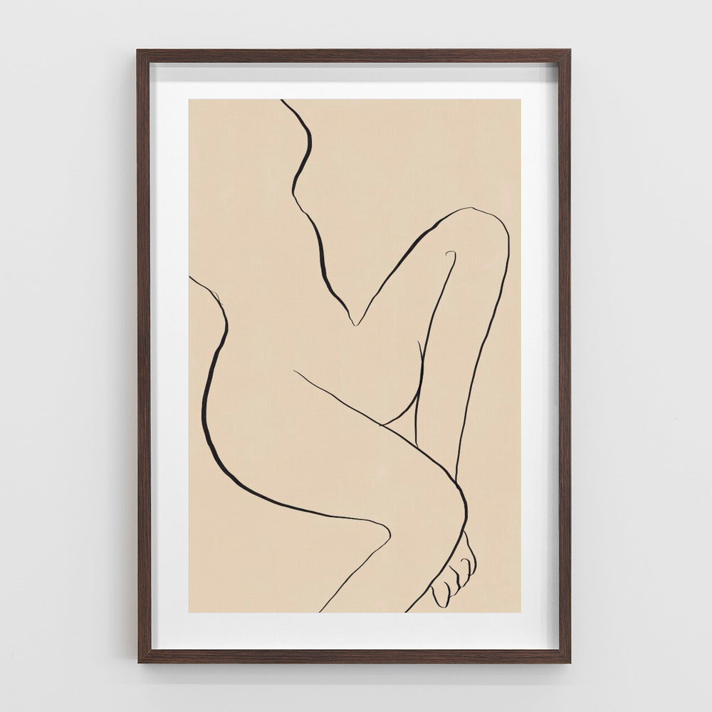 Minimal line art sitting nude