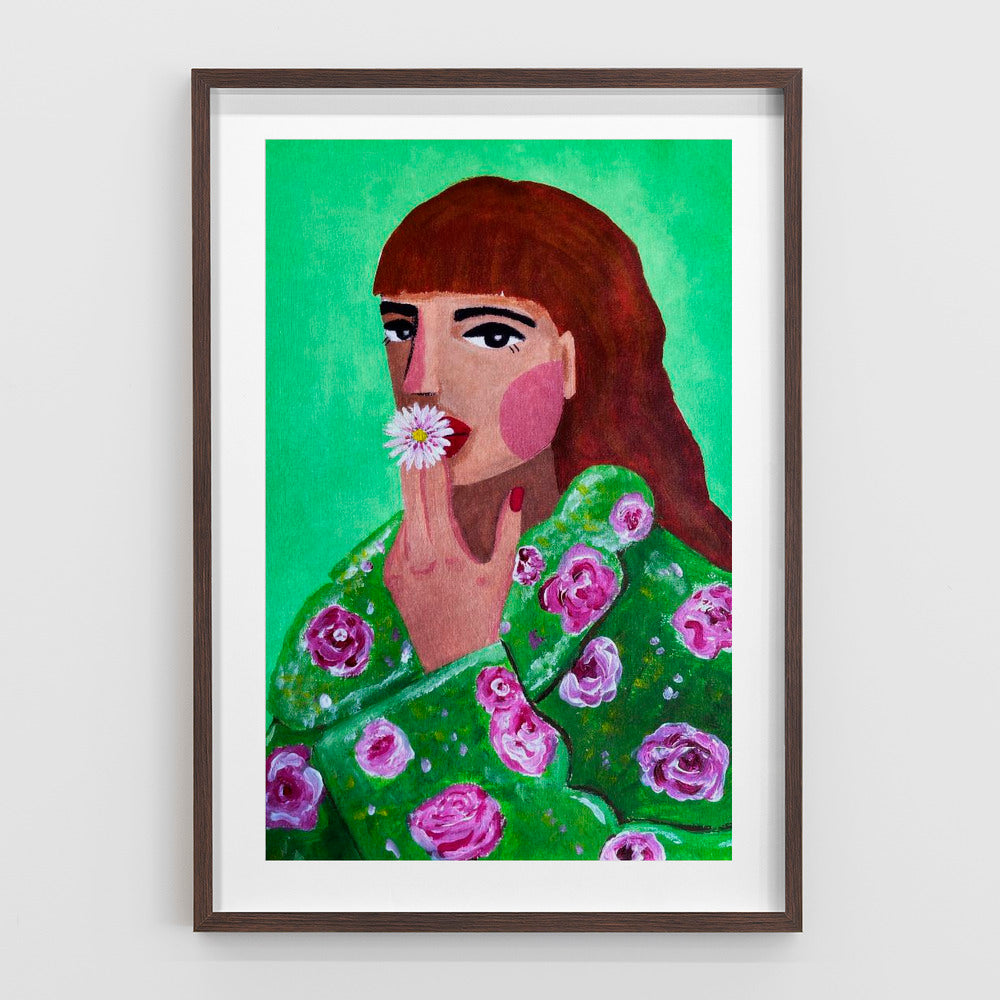 Woman Smoking a Flower