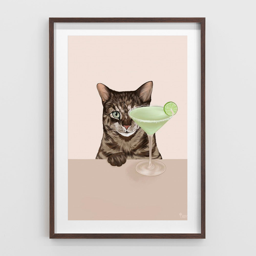 Tabby Cat with Margarita Cocktail