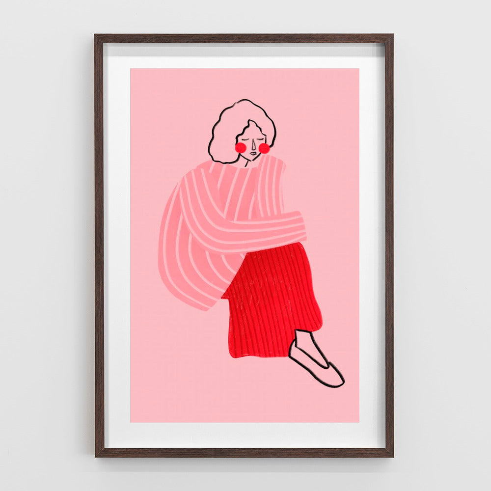 Pink and Red Line Lady