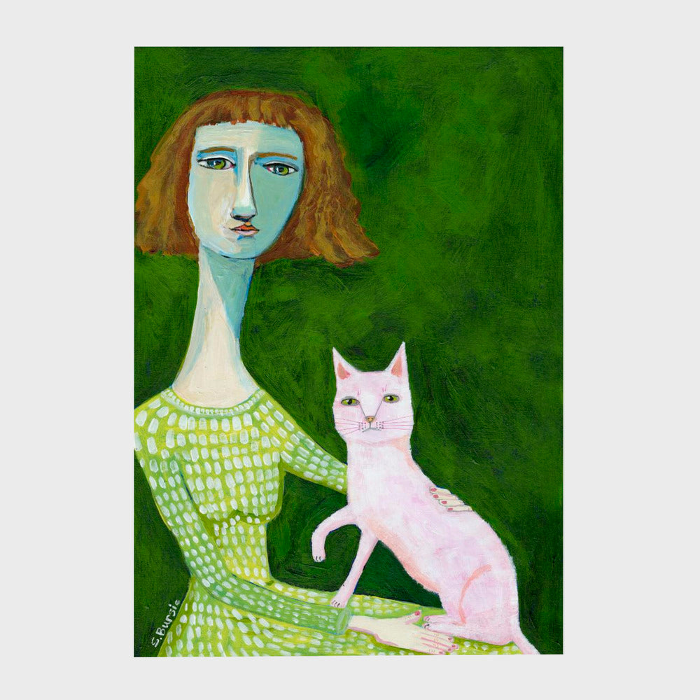 Cat Lady with pink cat