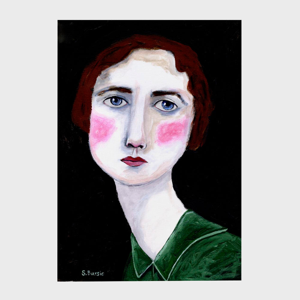 Vintage Woman with pink cheeks