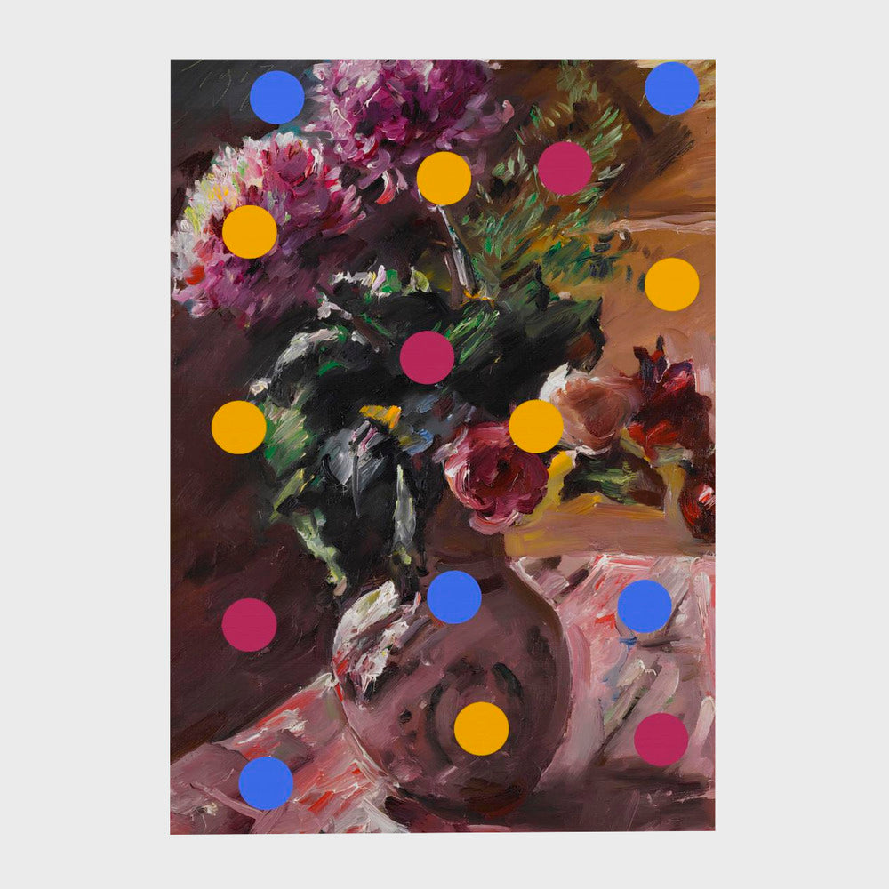 Classic Vase of Flowers And Dots