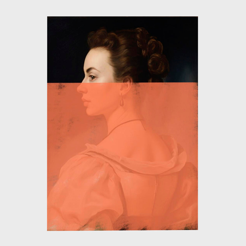 Altered Portrait of Woman Orange Modern Art