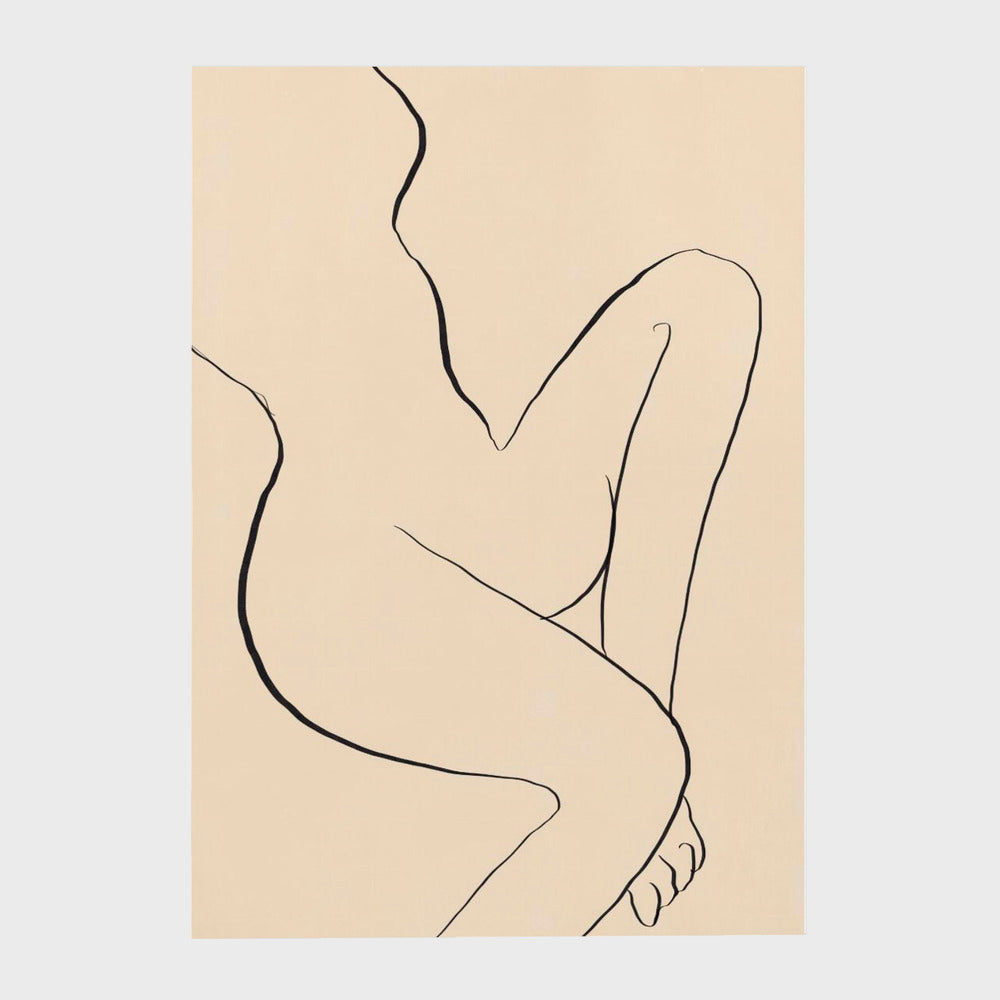 Minimal line art sitting nude