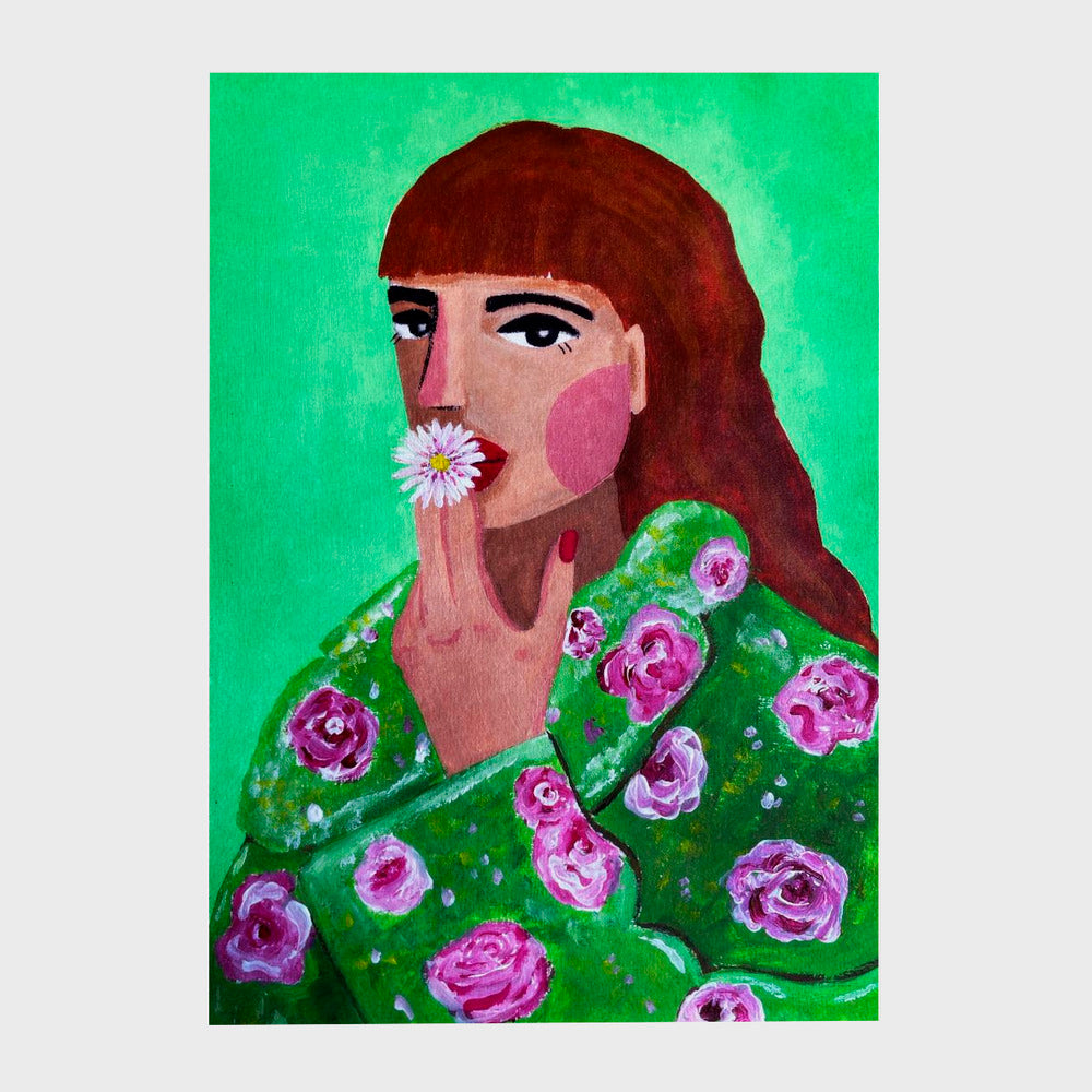 Woman Smoking a Flower