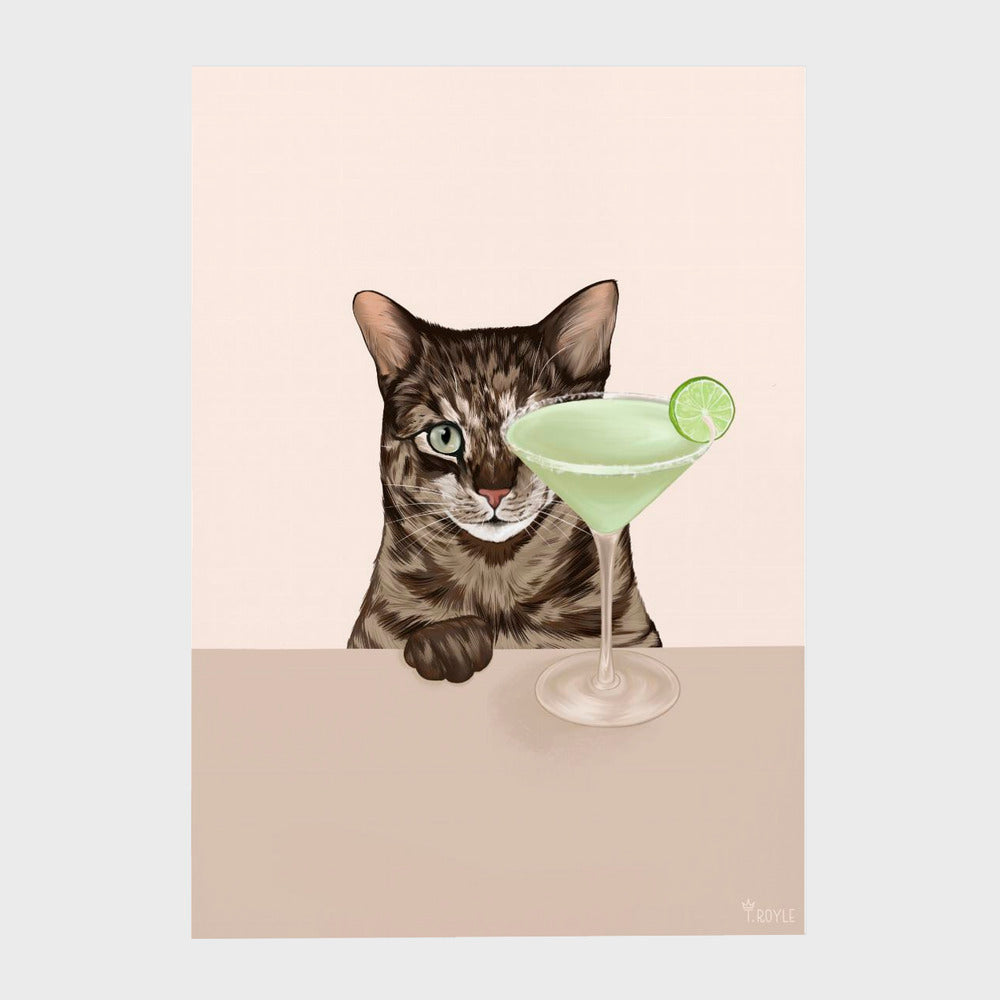 Tabby Cat with Margarita Cocktail