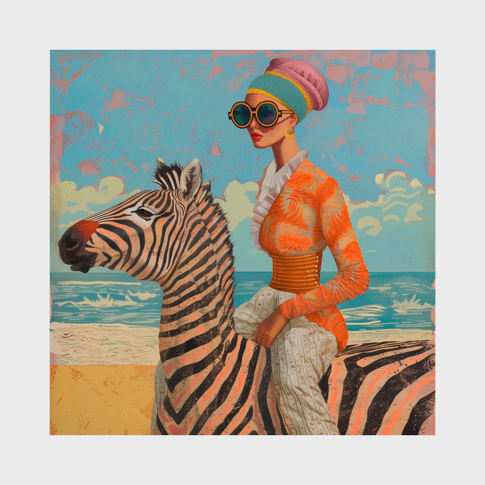 Woman and Zebra